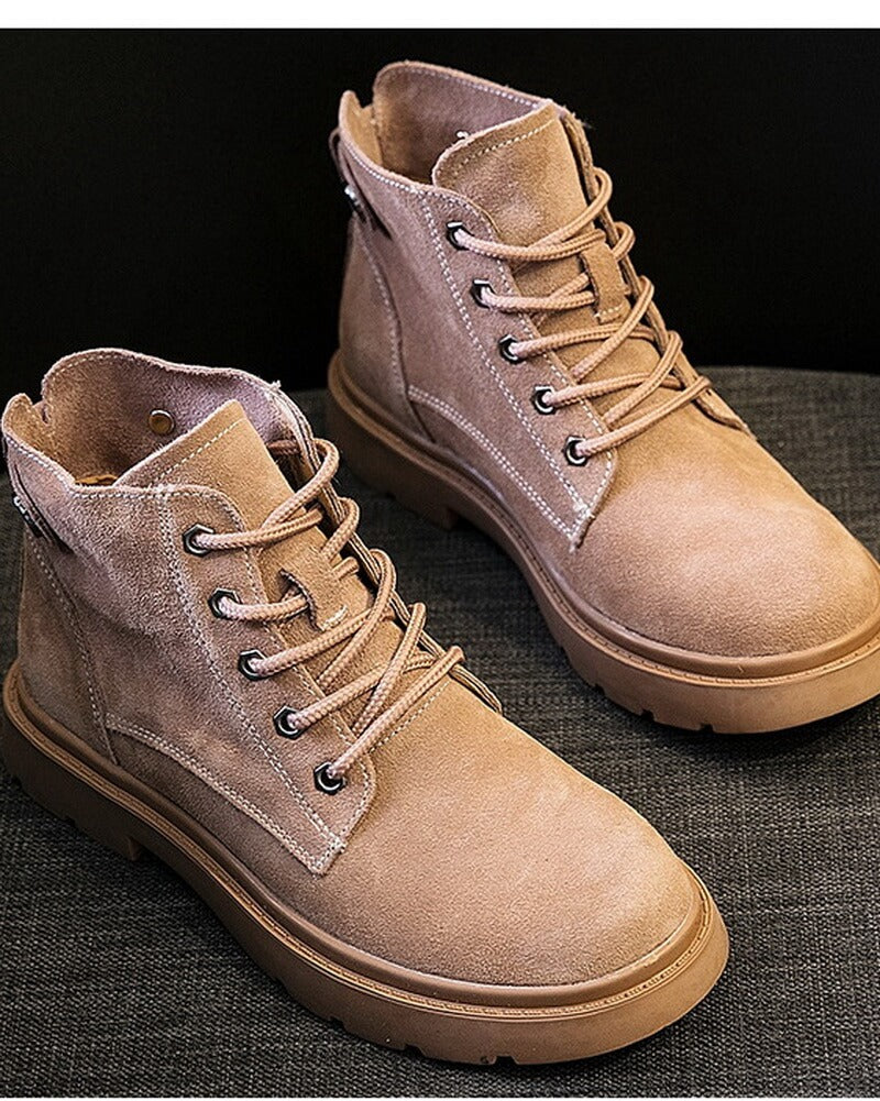 NURO Women's Suede Leather Martin Boots Mid-Calf Casual Ankle Boots