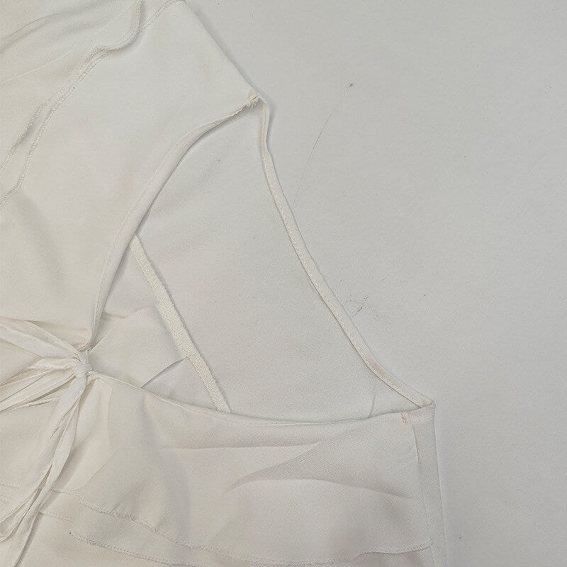 NURO Women's Tie Front Peplum Blouse with Bell Sleeves