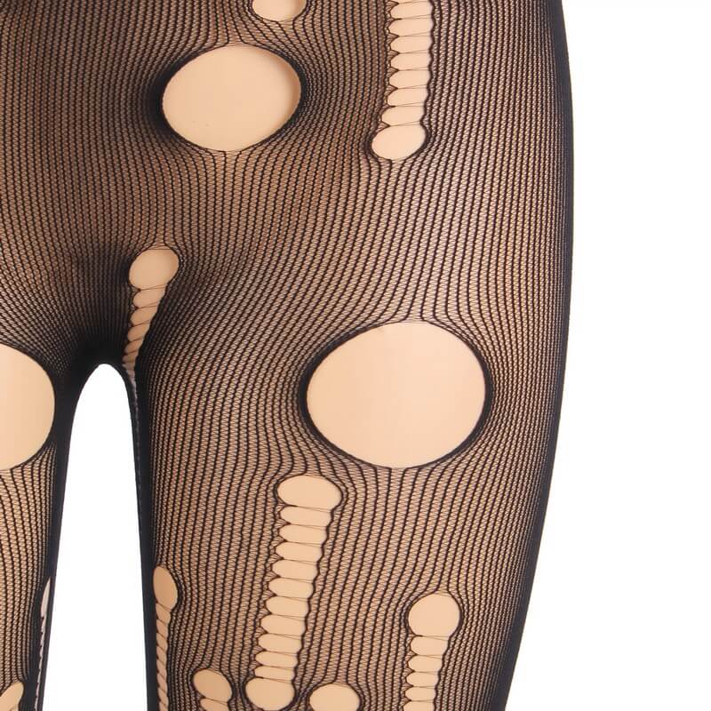 NURO Women's Torn Fishnet Pantyhose High Elasticity Wide Waistband