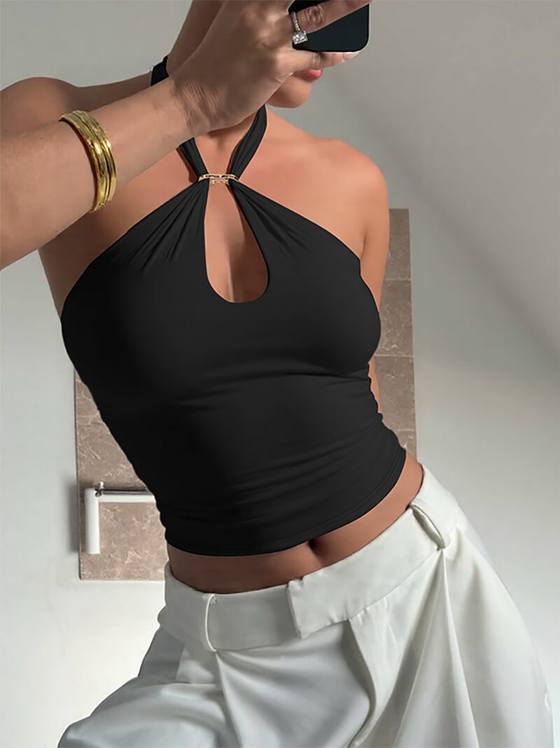 NURO Women's Twist Knot Back Tie Sleeveless Top, Sexy Crop Cami for Layering or Standalone Wear