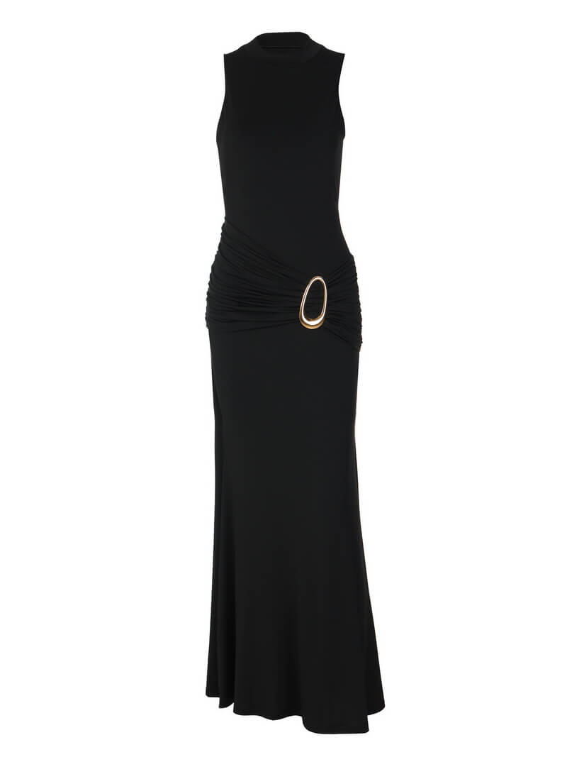 NURO Women's Twist Knot Backless Bodycon Dress, High Waist Sleeveless Long Dress