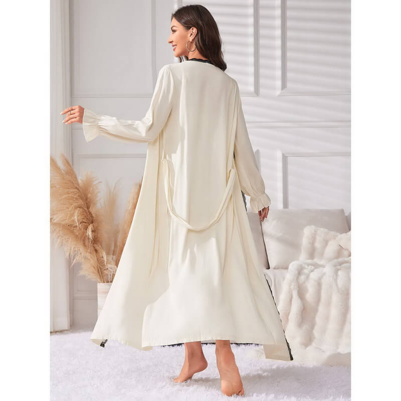 NURO Women's Two-Piece Pajama Set with Cardigan and Sleeveless Dress, Long Sleeve Home Sleepwear, Simple Casual Robe and Nightgown for Sleeping