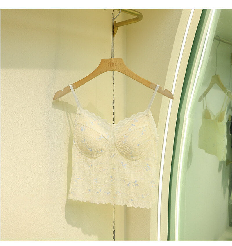 NURO Women's Underwire Lace Strappy Bandeau, Built-In Bra Tube Top