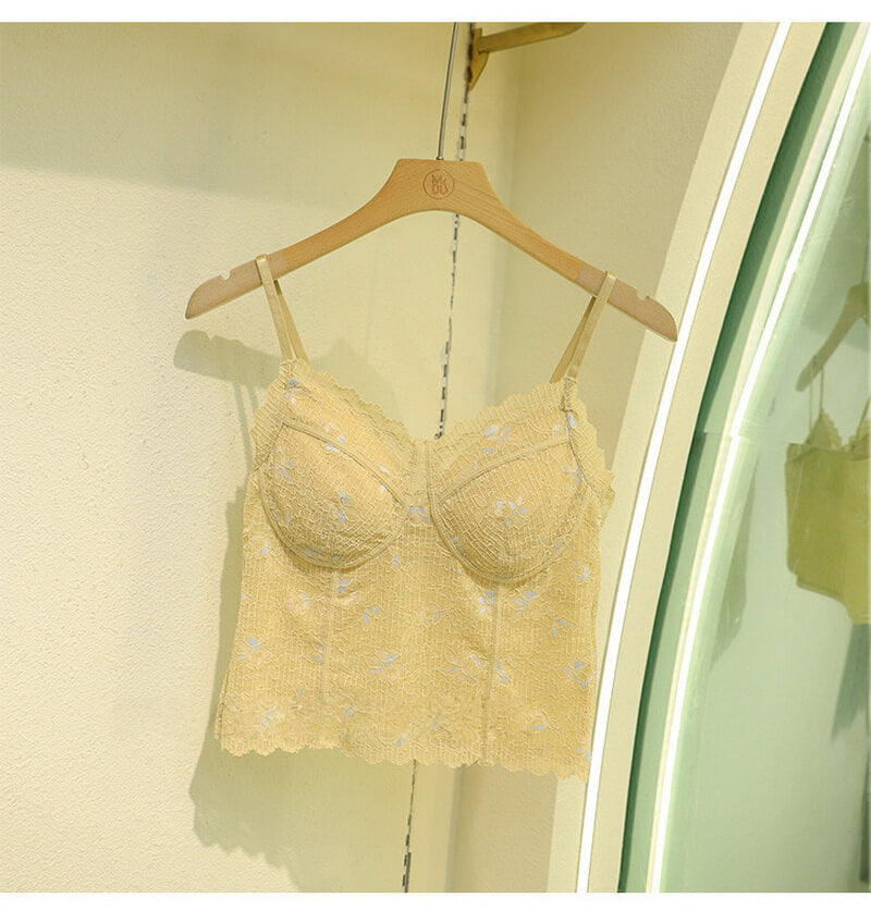 NURO Women's Underwire Lace Strappy Bandeau, Built-In Bra Tube Top