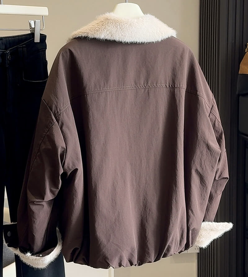 NURO Women's Utility Fleece Jacket – Oversized Workwear Coat with Large Pockets