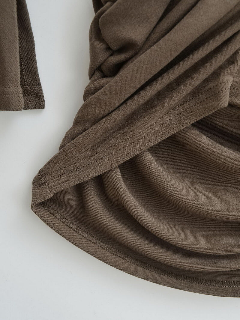 NURO Women's V-Neck Bell Sleeve Dress, Bodycon Ruffle Hem Mini Dress