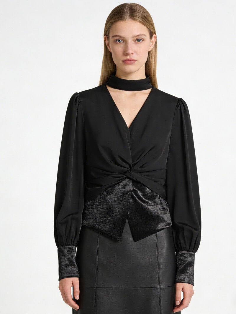 NURO Women's V-Neck Halter Wrap Top