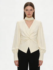 NURO Women's V-Neck Halter Wrap Top