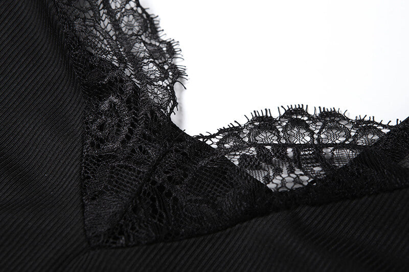 NURO Women's V-Neck Lace-Up Back Bodycon Mini Dress