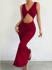 NURO Women's V-Neck Mermaid Evening Gown, Sexy Fish Tail Long Dress