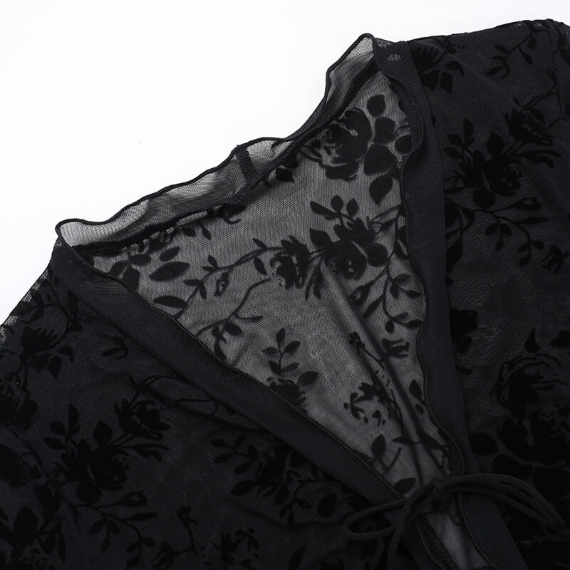 NURO Women's V-Neck Ruffled Flare Sleeve Chiffon Blouse