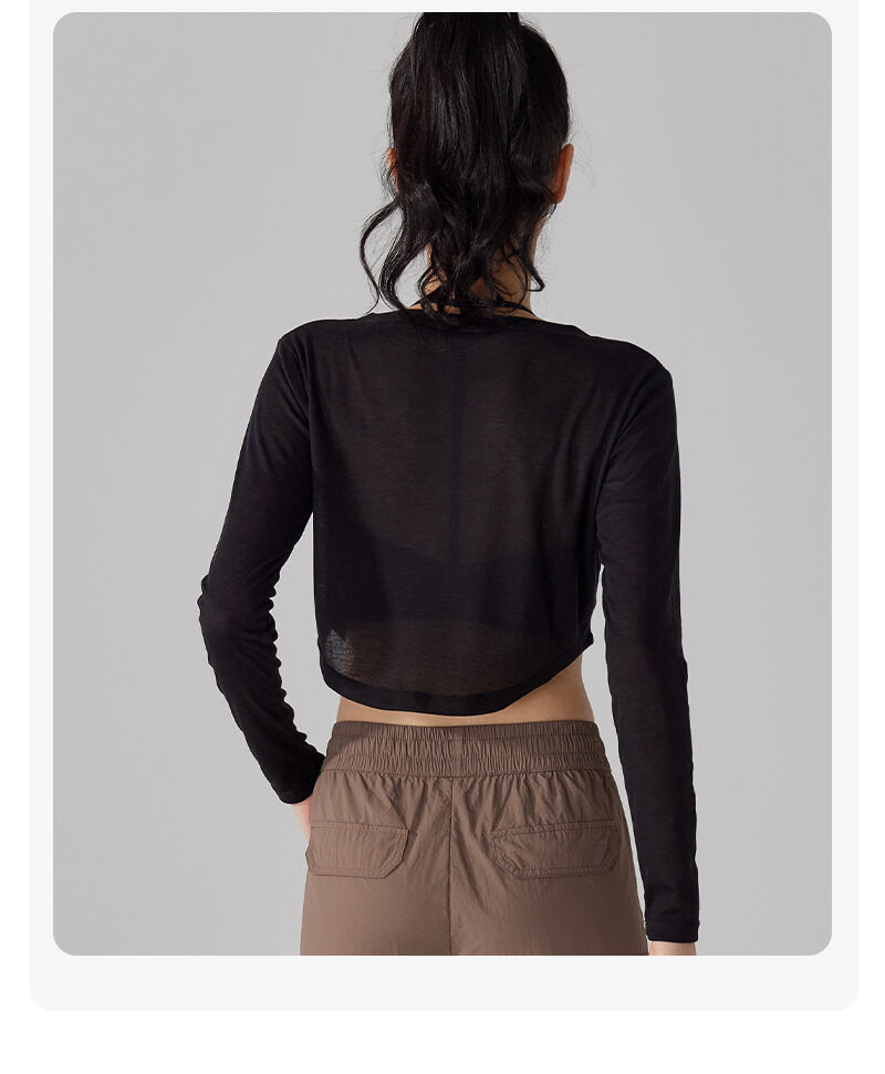 NURO Women's V-Neck Tencel Long Sleeve Cover-Up