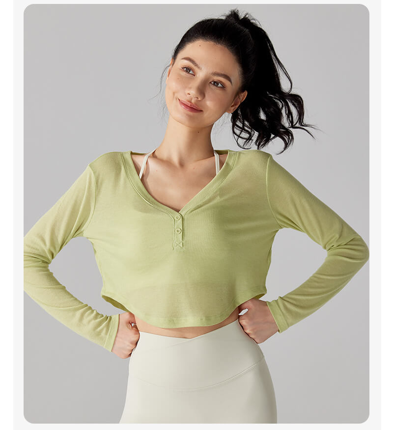 NURO Women's V-Neck Tencel Long Sleeve Cover-Up