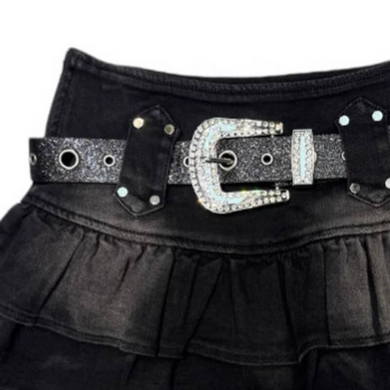 NURO Women's Vintage Denim Mini Skirt, High Waist A-Line Washed Denim Skirt for Summer Casual