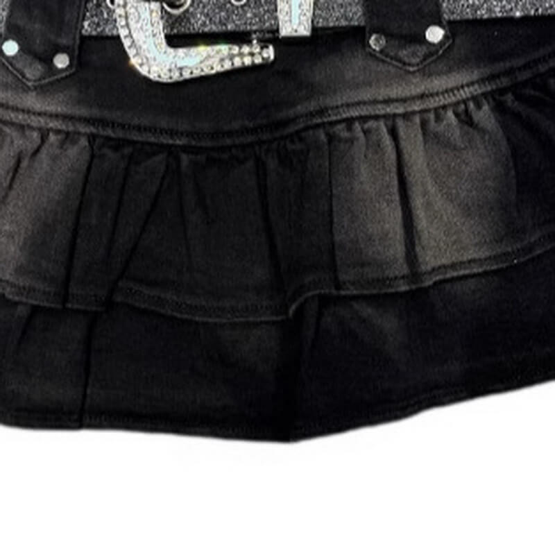 NURO Women's Vintage Denim Mini Skirt, High Waist A-Line Washed Denim Skirt for Summer Casual