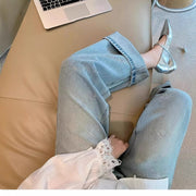 NURO Women's Vintage Washed Wide Leg Jeans Embellished Rhinestone