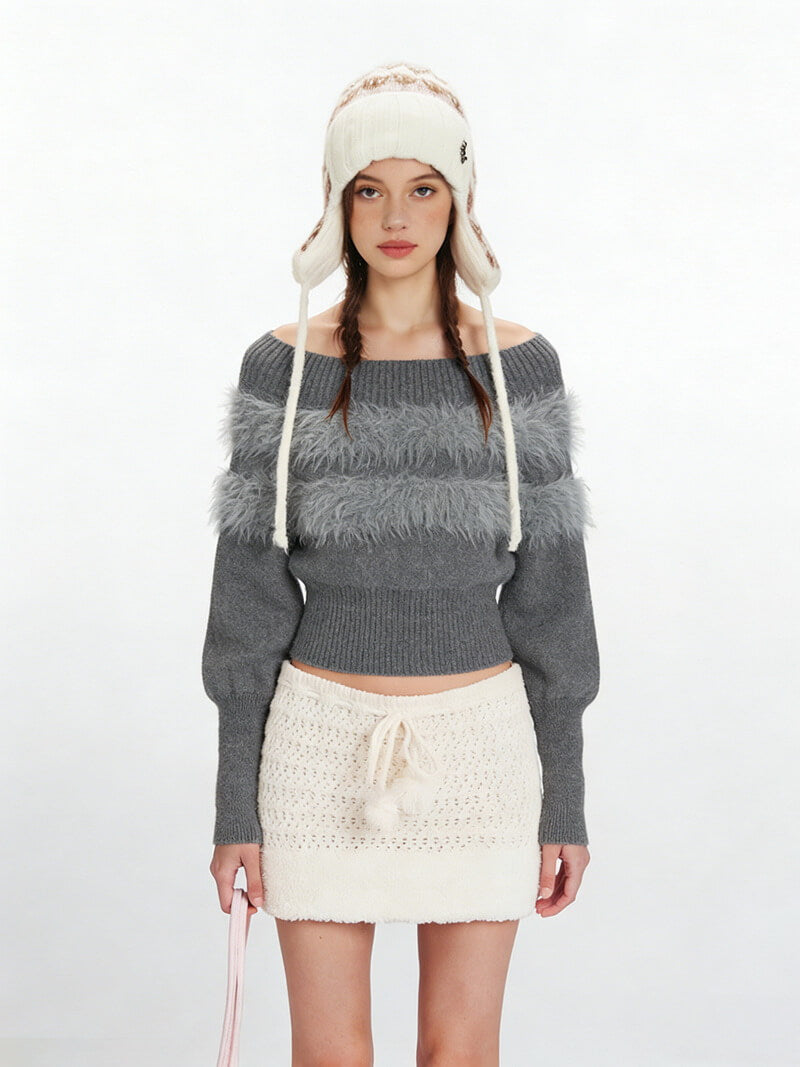 NURO Women's Water Wave Texture Boat Neck Knit Top, Sleeveless Bodycon Turtleneck Sweater