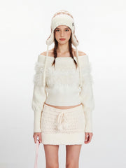 NURO Women's Water Wave Texture Boat Neck Knit Top, Sleeveless Bodycon Turtleneck Sweater