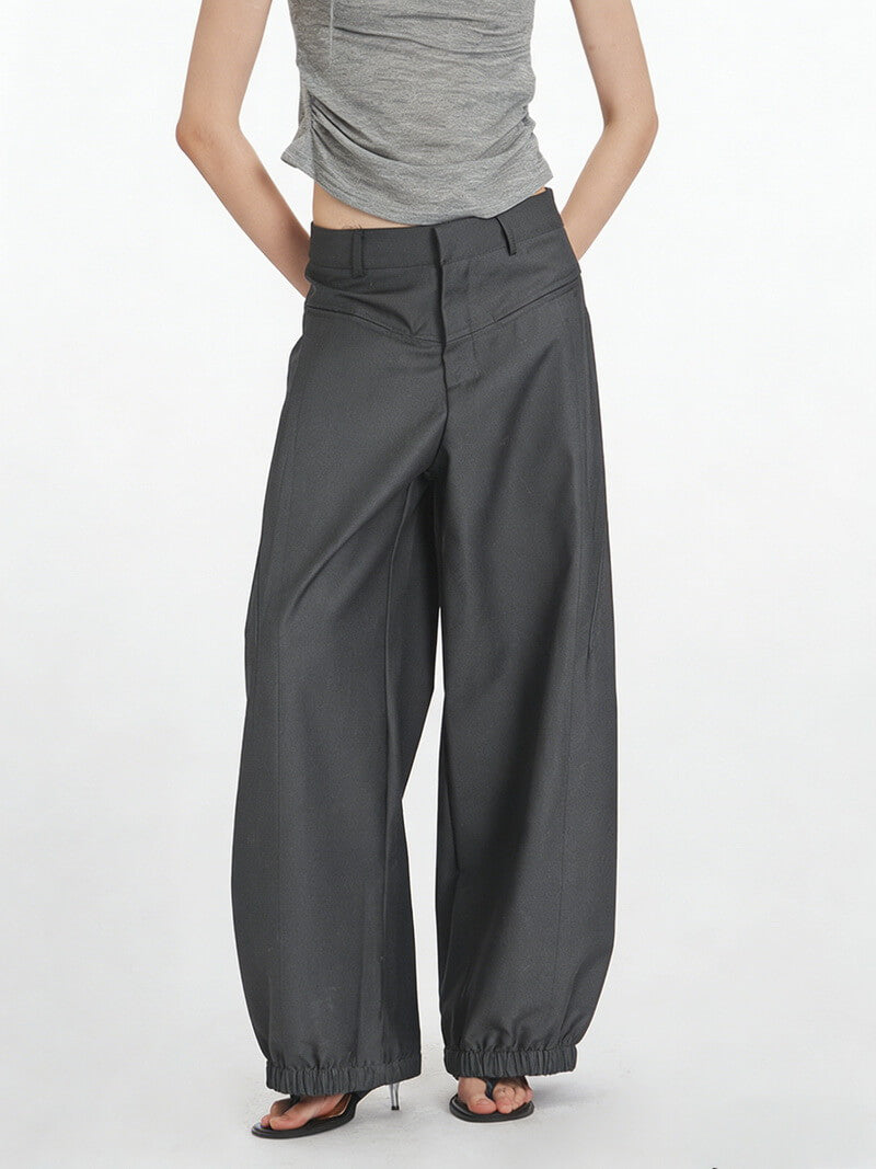 NURO Women's Wide-Leg Trousers, High-Waisted Loose Fit Pleated Dress Pants