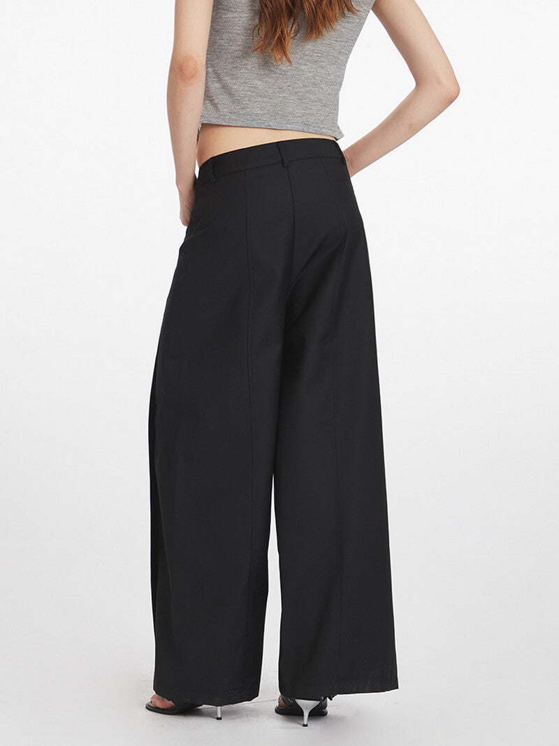 NURO Women's Wide-Leg Trousers, High-Waisted Loose Fit Pleated Dress Pants