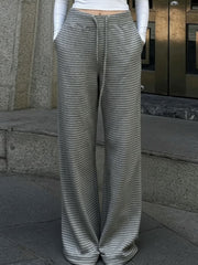 NURO Women's Wide Leg Lounge Pants with Drawstring | Striped Patchwork Casual Trousers | Relaxed Fit Lazy Style Pants