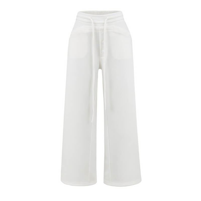 NURO Women's Wide Leg Trousers, Button Detail Pocket Casual Pants