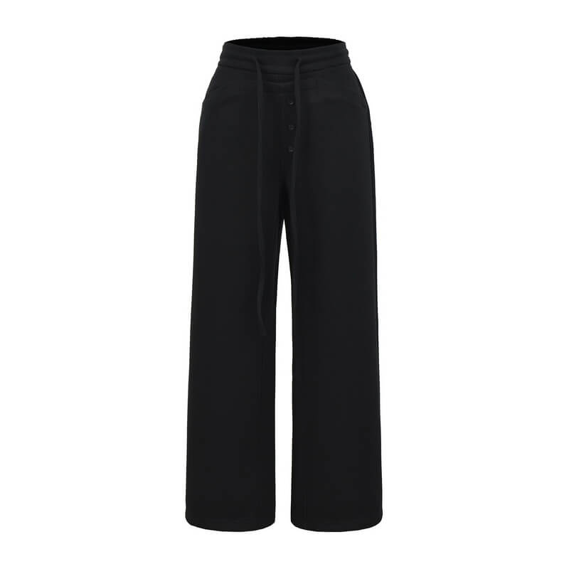 NURO Women's Wide Leg Trousers, Button Detail Pocket Casual Pants