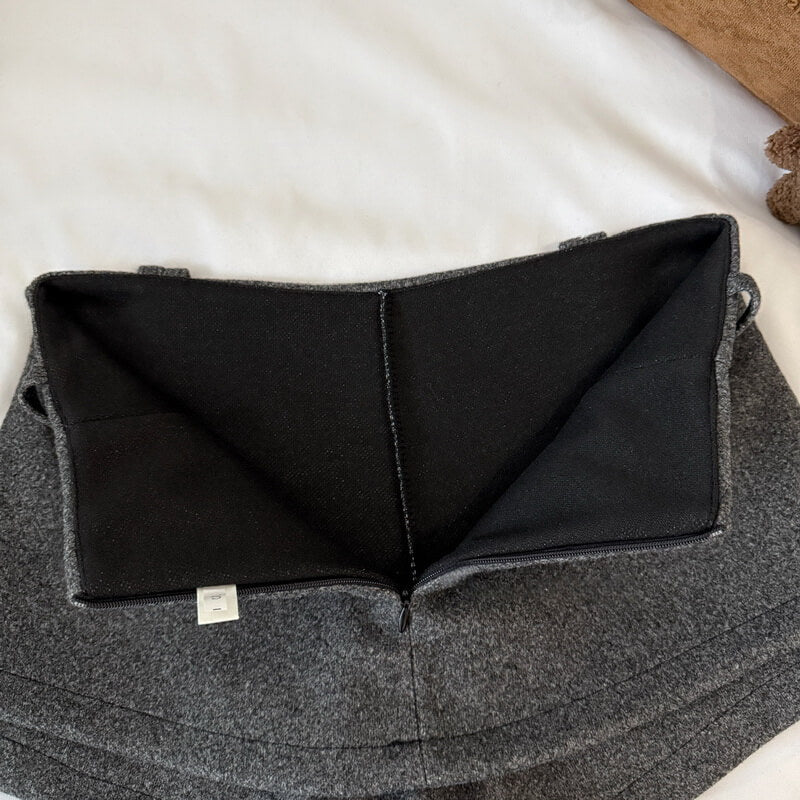 NURO Women's Wool Blend High Waist Short Culottes - Flowy Wide Leg Paperbag Shorts with Belt, Winter Casual Pant Skirt