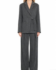 NURO Women's Wrap Front Blazer and Trousers Set
