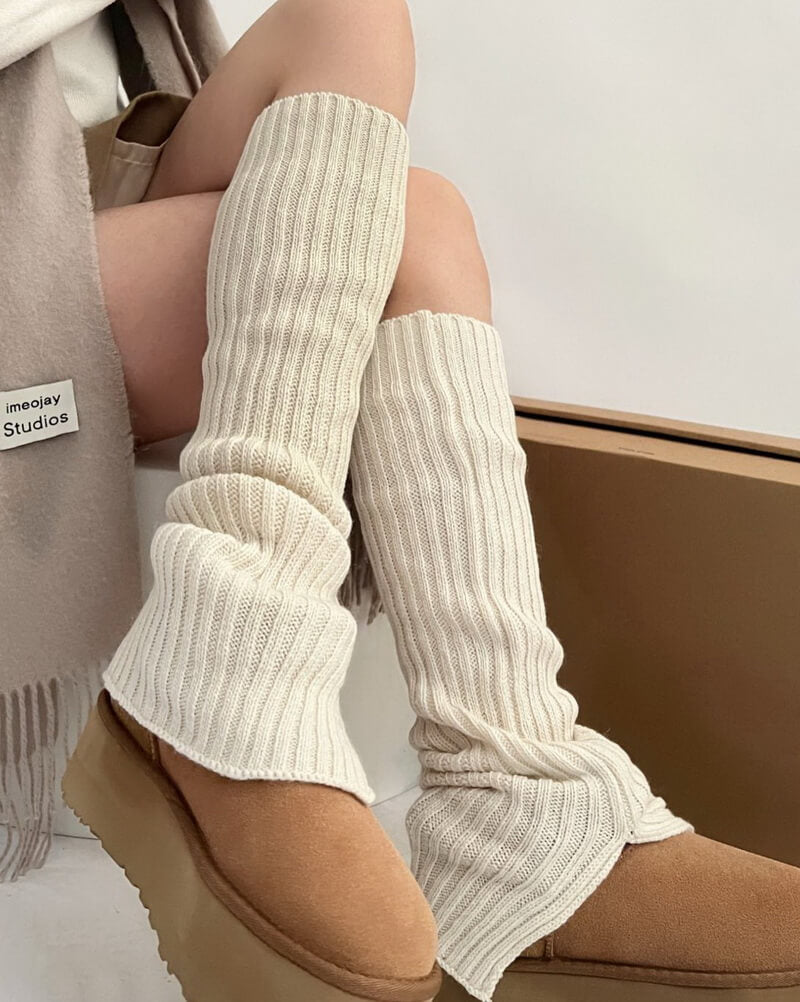 NURO Wool Knit Side-Slit Leg Warmers for Women