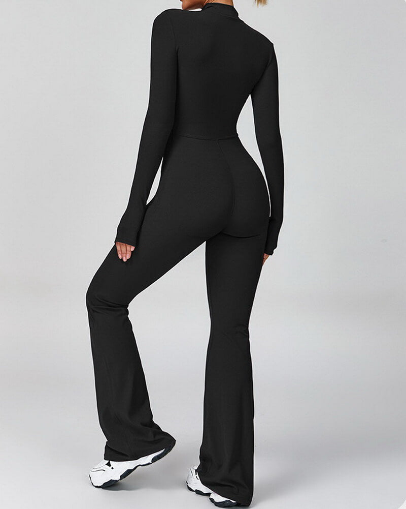 NURO Zip-Front Long Sleeve Yoga Bodysuit for Women
