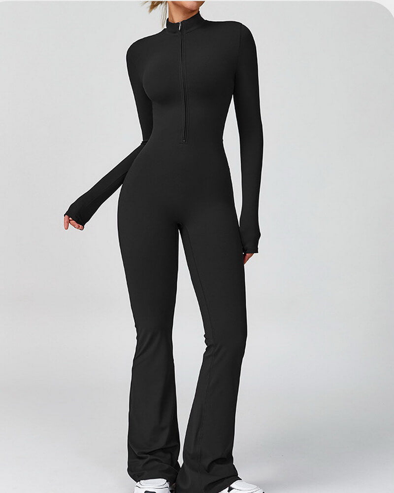 NURO Zip-Front Long Sleeve Yoga Bodysuit for Women