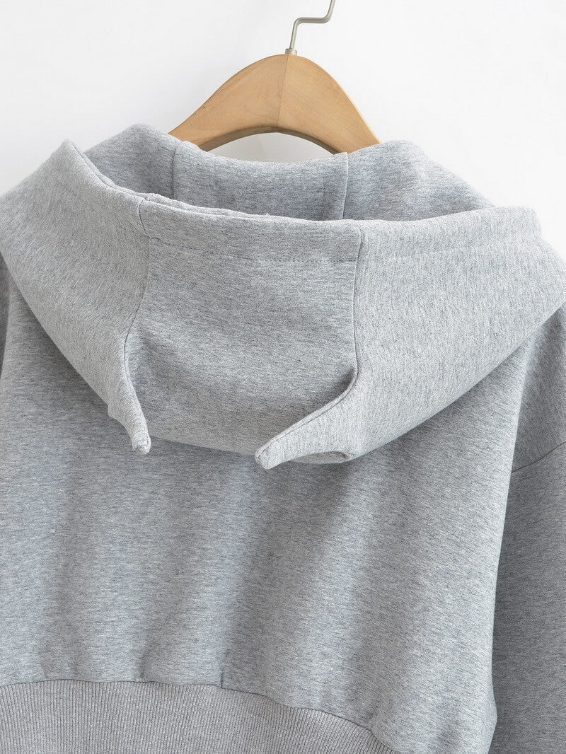 NURO Zip-Up Hooded Jacket for Women - Cropped Long Sleeve Casual Streetwear