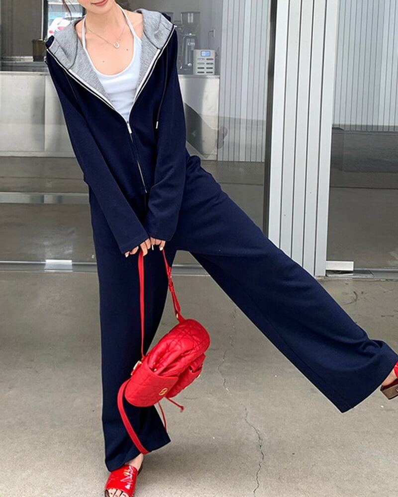 NURO Zip-Up Hoodie & Jogger Sweatpants Set - Casual Two Piece Outfit