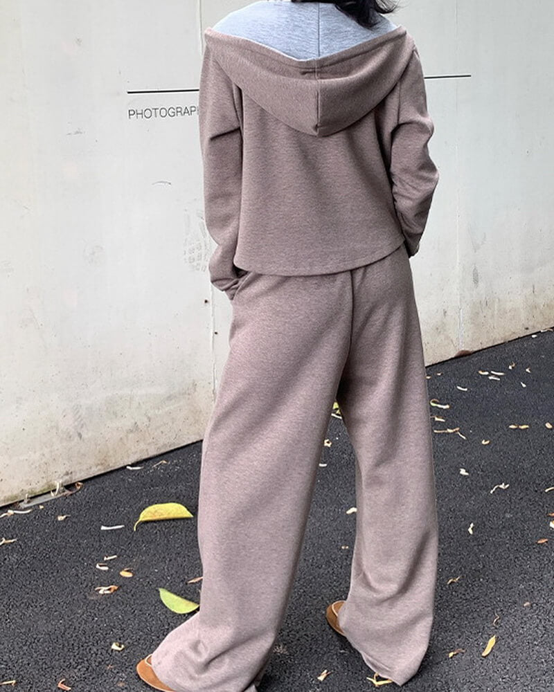 NURO Zip-Up Hoodie & Jogger Sweatpants Set - Casual Two Piece Outfit