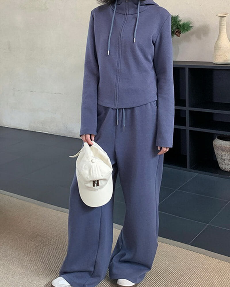 NURO Zip-Up Hoodie & Jogger Sweatpants Set - Casual Two Piece Outfit