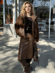 NURO Heavyweight Faux Fur Collar Parka, Mid-Long Puffer Coat with Non-Detachable Collar, Oversized Streetwear Winter Jacket