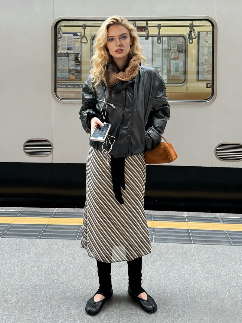 NURO Heavyweight Streetwear Jacket, Collar Zip-Up Oversized Coat, Utility Pocket Casual Outerwear