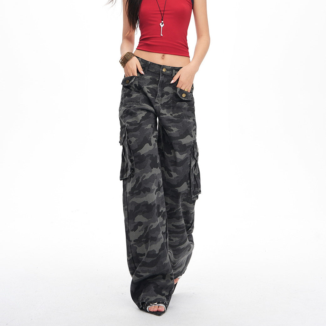 NURO Vintage Camo Multi-Pocket Cargo Jeans