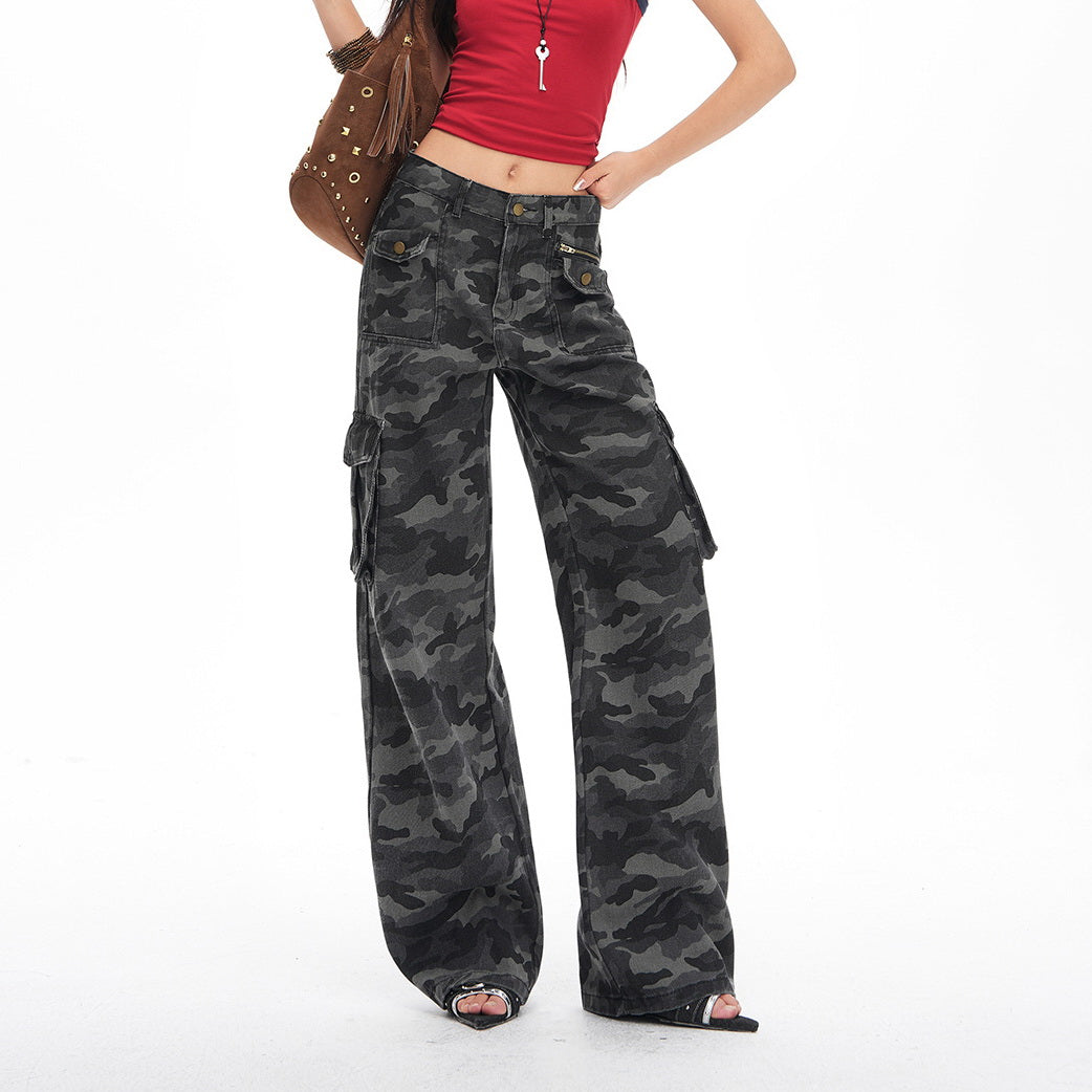 NURO Vintage Camo Multi-Pocket Cargo Jeans