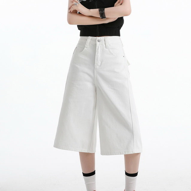 NURO Vintage High-Waist Cropped Wide-Leg Jeans