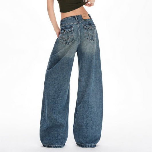 NURO Waistless Low-Rise Wide-Leg Jeans