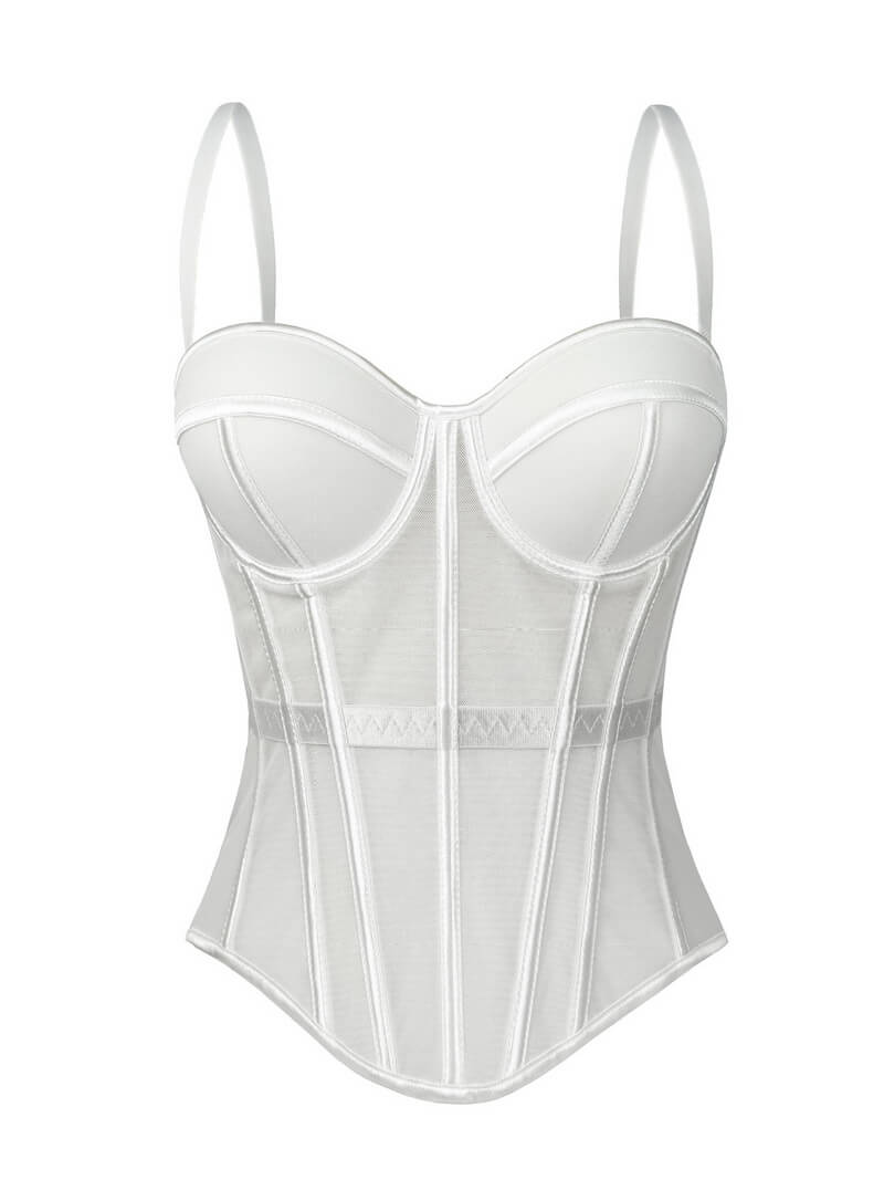 NURO Women's Bustier Corset Top – Underbust Padded Bustier with Removable Straps & Boning