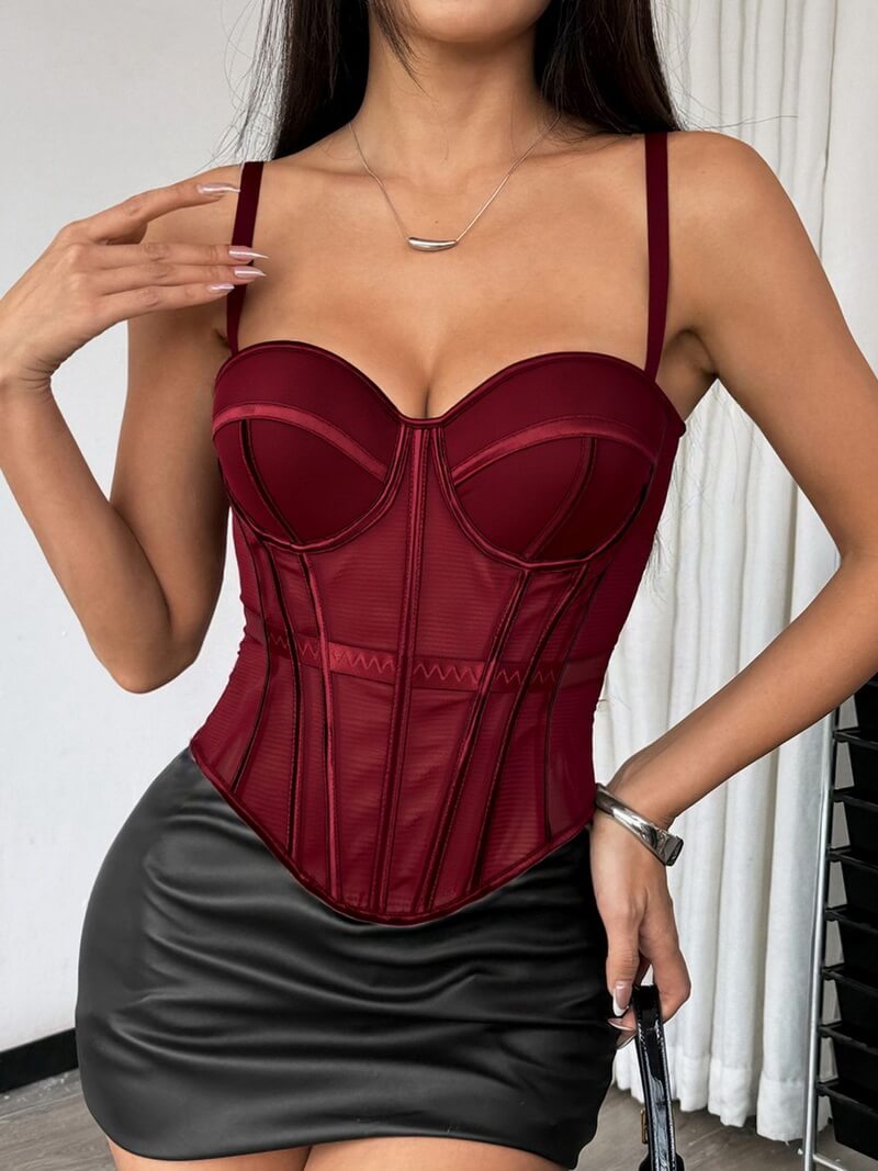 NURO Women's Bustier Corset Top – Underbust Padded Bustier with Removable Straps & Boning