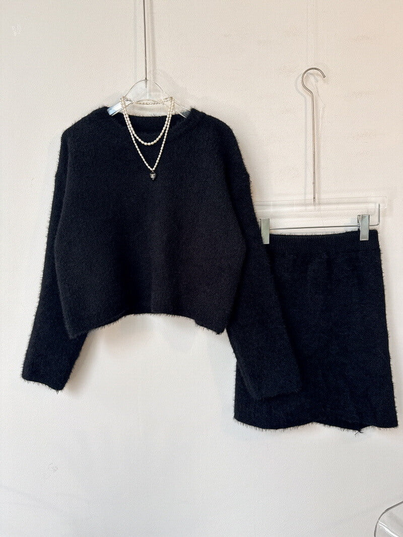 NURO Women's Knit Skirt Set, Long Sleeve Ribbed Top and High Waist Bodycon Skirt Two-Piece Outfit