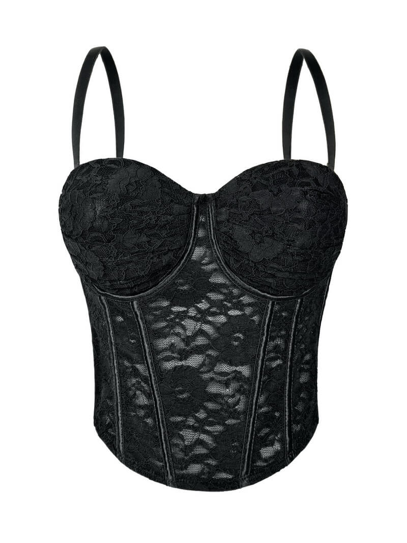 NURO Women's Lace Underwire Bustier Top with Removable Padding
