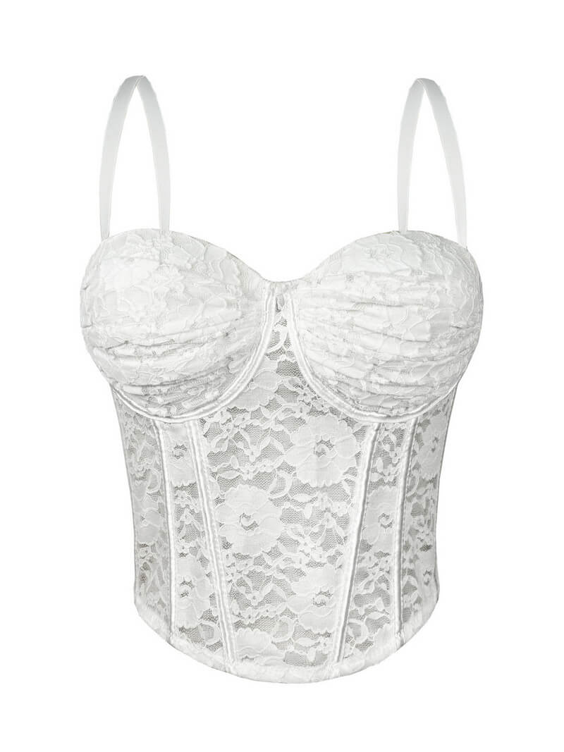 NURO Women's Lace Underwire Bustier Top with Removable Padding