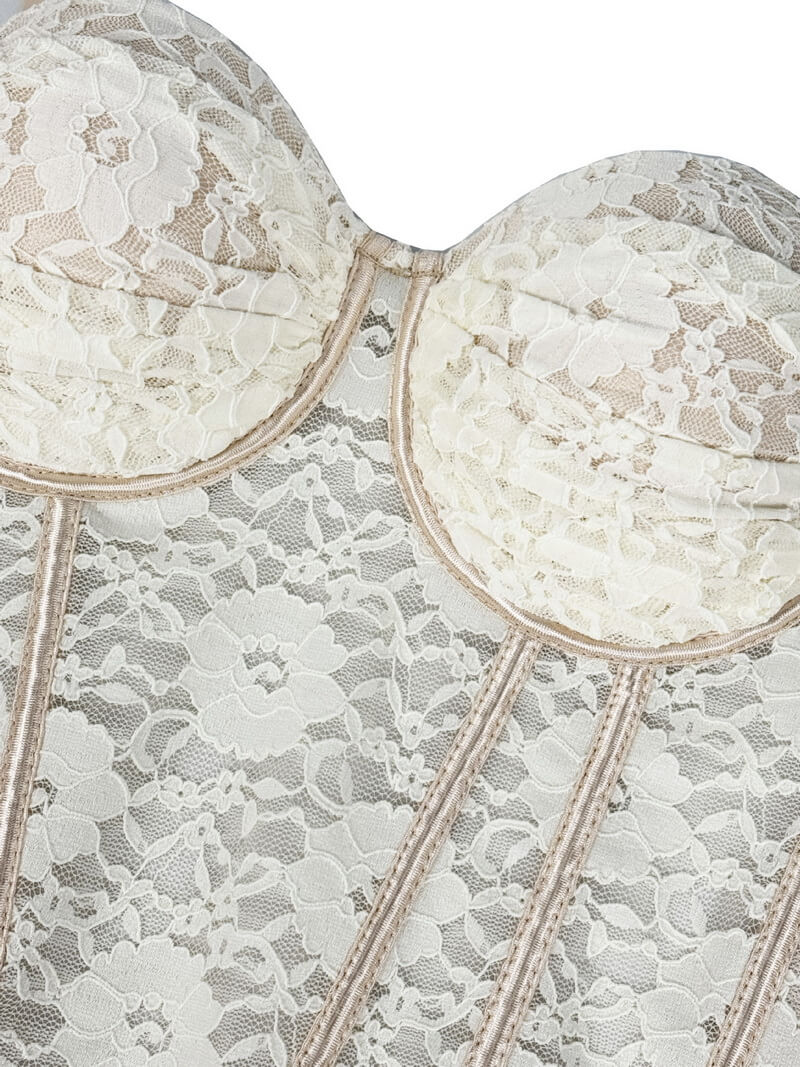 NURO Women's Lace Underwire Bustier Top with Removable Padding