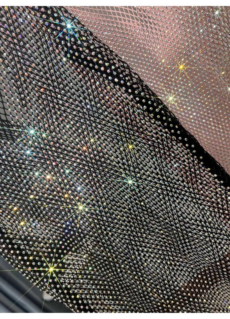 NURO Women's Rhinestone Mesh Long Dress Deep V-Neck Sleeveless Bodycon Slit Party Gown