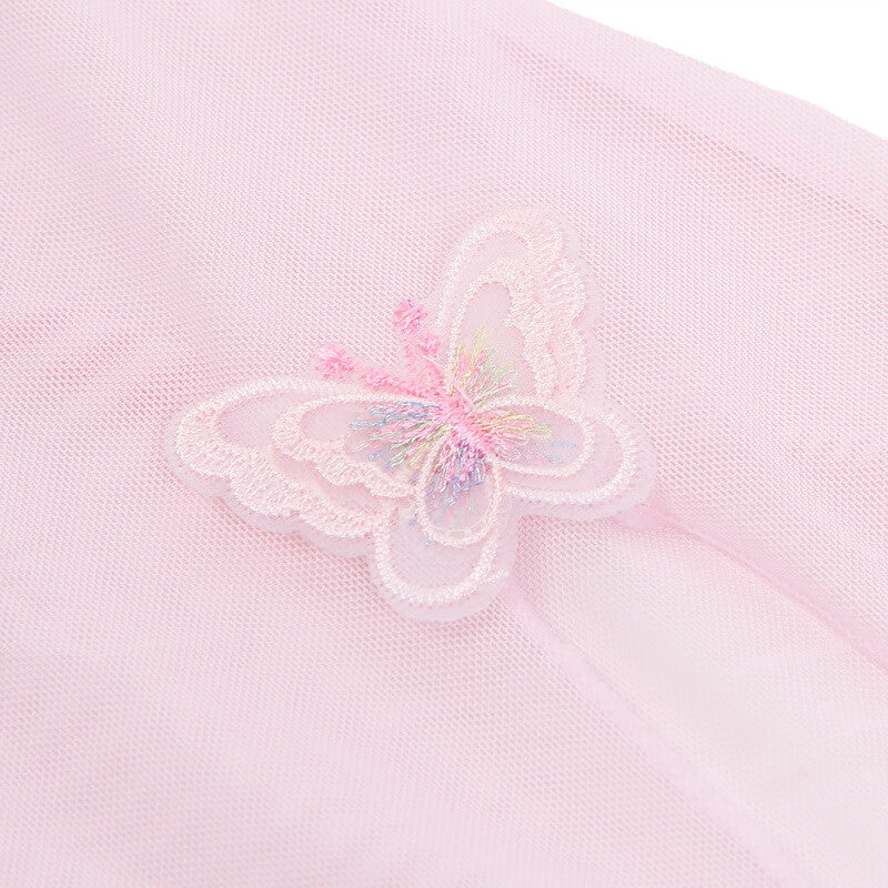 NURO Women's Blue Sheer Mesh Butterfly Backless Long Lingerie Dress with G-String